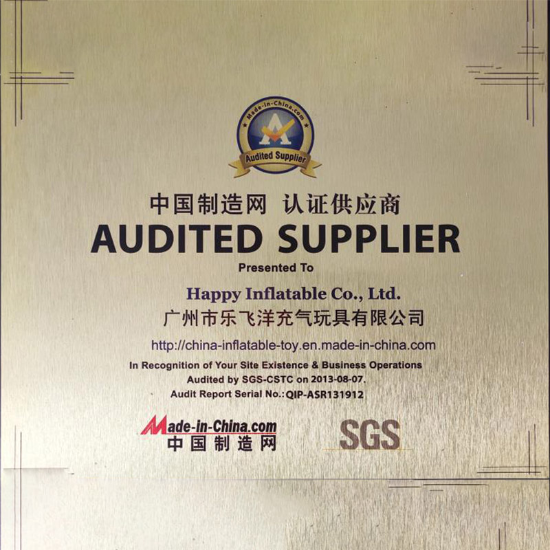 Certificat de fournisseur audité par SGS